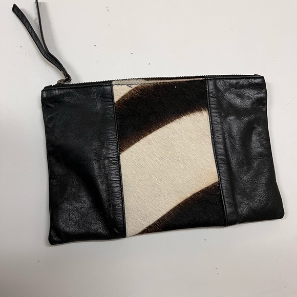 ZEBRA CALF HAIR CLUTCH- Black - Picture 1 of 4